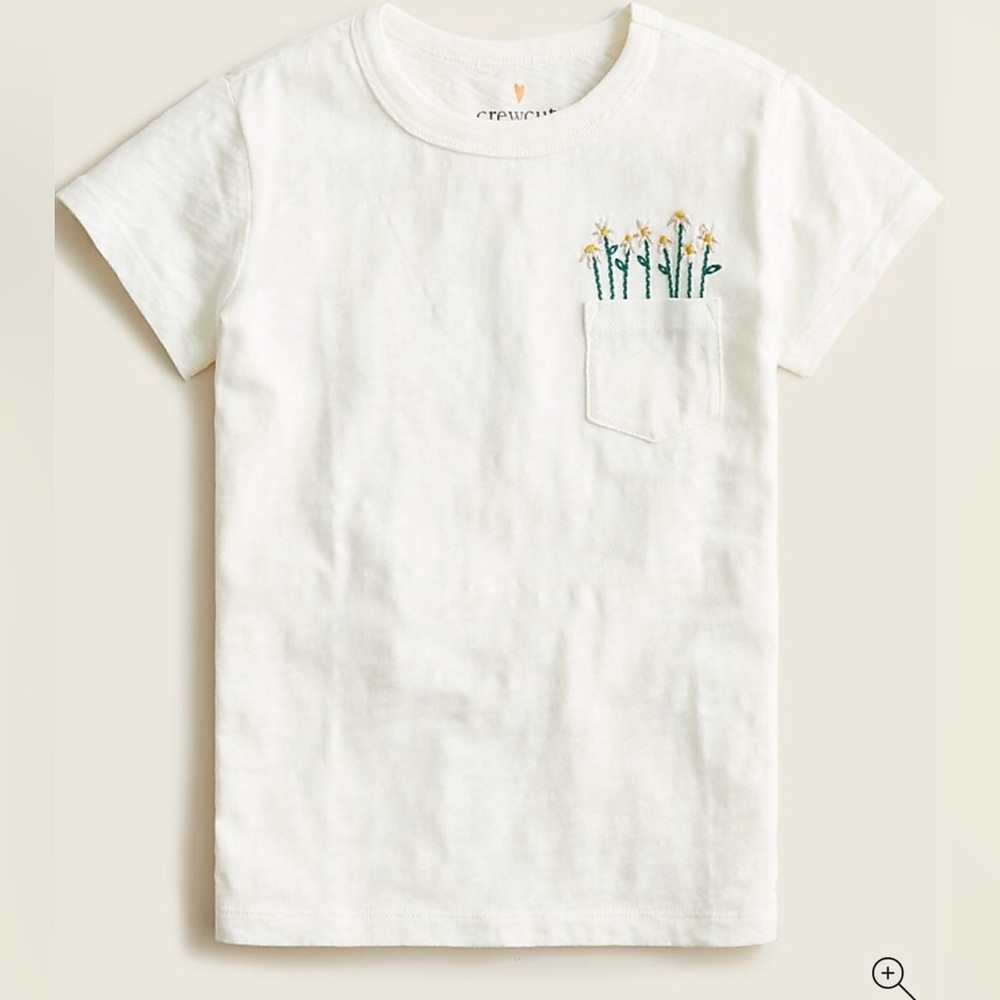 J.Crew Crewcuts embroidered daisy white tshirt XL